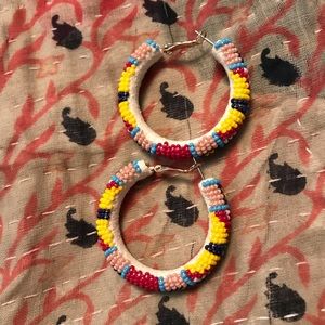 Handmade Native America beaded hoops.